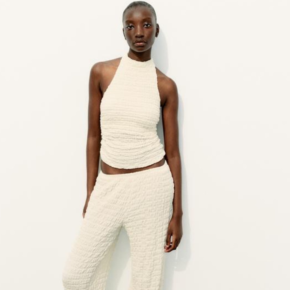 Zara Cream Textured Coord SET
